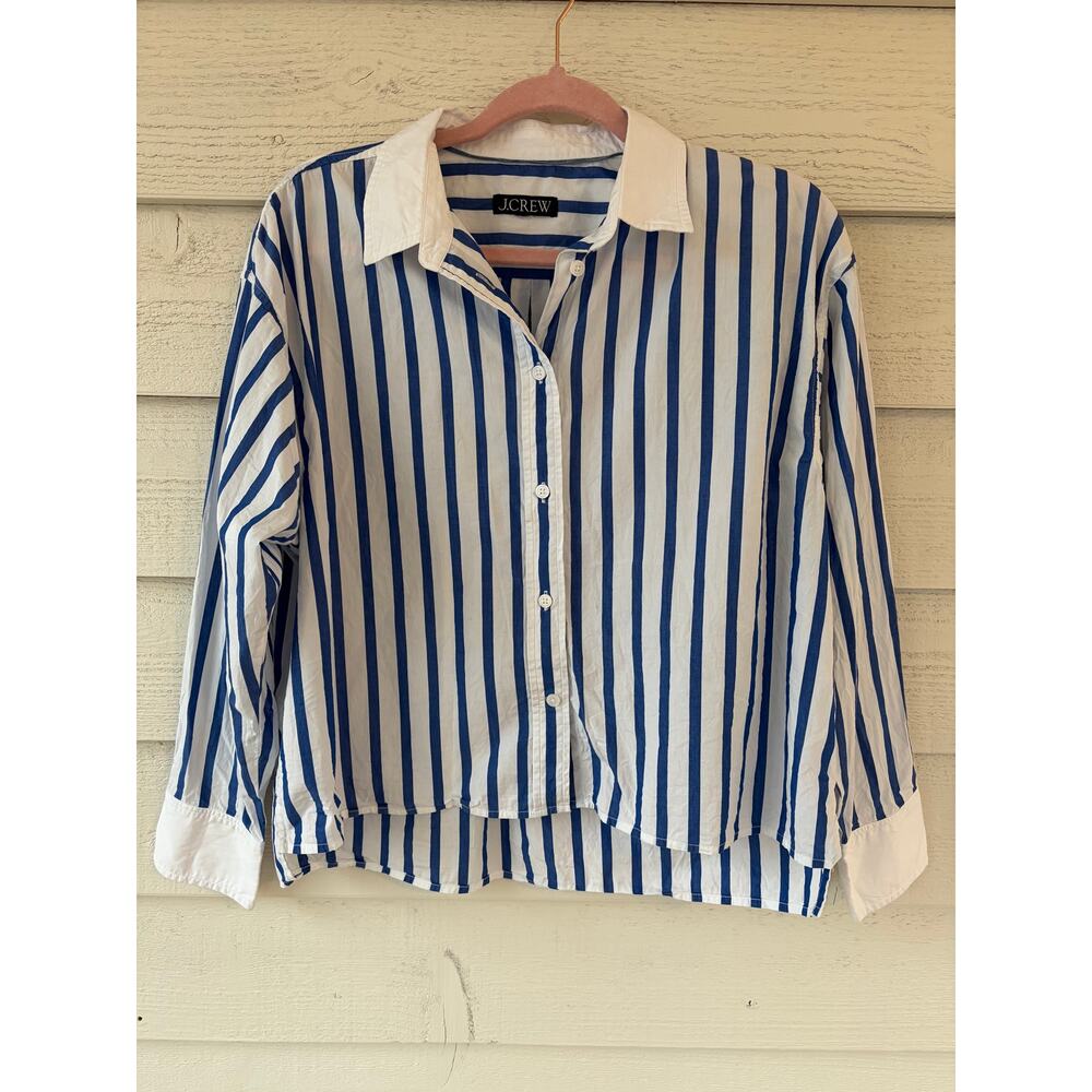 J. Crew Blue and White Striped Button-Down Shirt